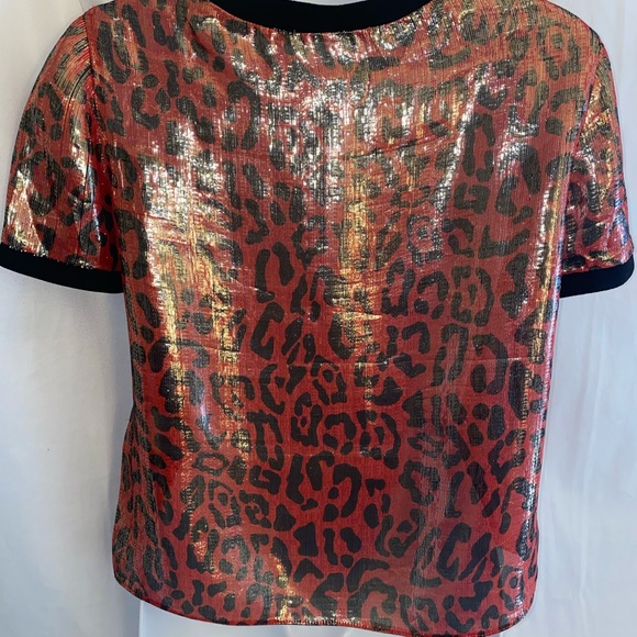 Alice + Olivia Leopard Print Silk  Top - Picture 3 of 11